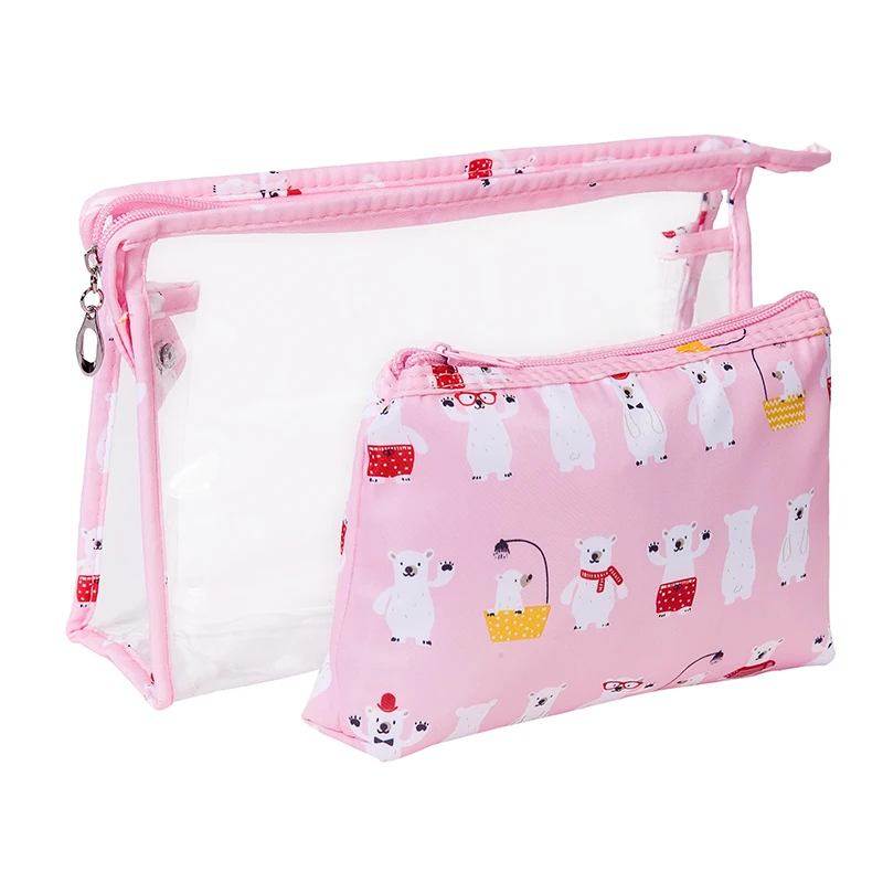 Набор прозрачных водонепроницаемых мультяшных сумок для макияжа портативные