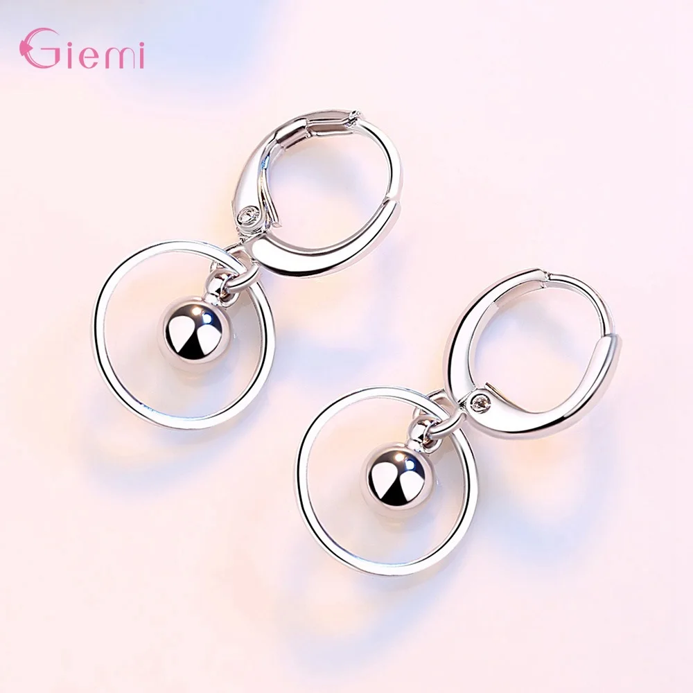 New Fashion 925 Sterling Silver Water droplet Earring for Women Girl Circle Dangle Earrings Jewelry Brincos Gift | Украшения и