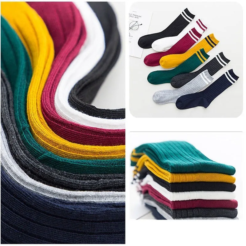 

Two Bars of Cotton Ladies Pile Socks New Trend All-match Medium Stockings