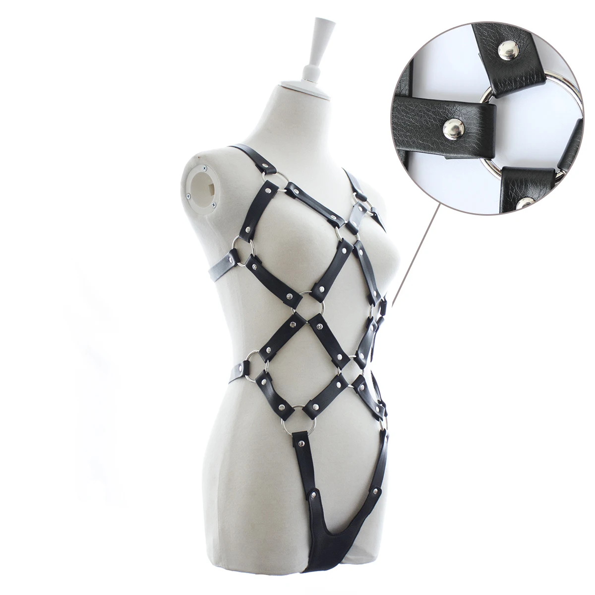 Модное женское платье для ночного клуба Эротическая кожаная портупея БДСМ