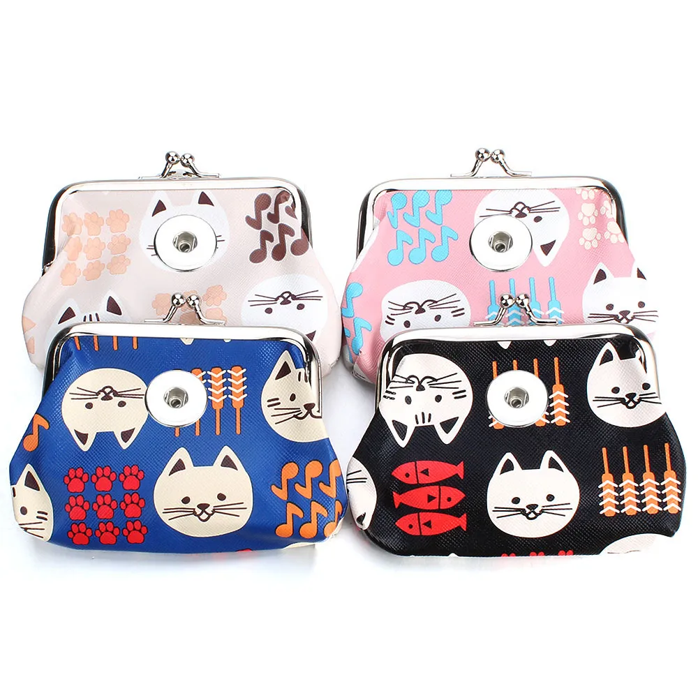 Модная сумка на кнопке 18 мм маленькие кошельки с милым котом для ювелирных