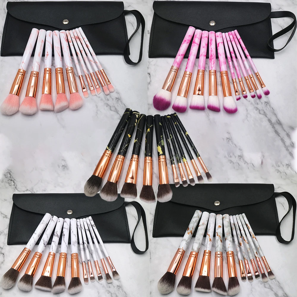 

YXN 10Pcs With Bag Makeup Brushes Tool Set Cosmetic Powder Eye Shadow Foundation Blush Blending Beauty Make Up Brush Maquiagem