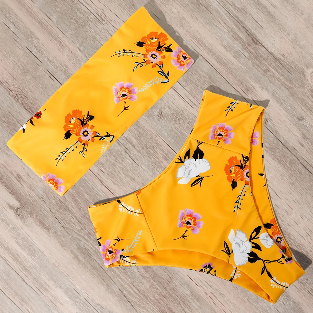 

Solid Bandeau Bikini Set 2021 Sexy Swimsuit Women Bikini Brazilian Thong Swimwear Female Halter top Bathing Suit Swimming Wear