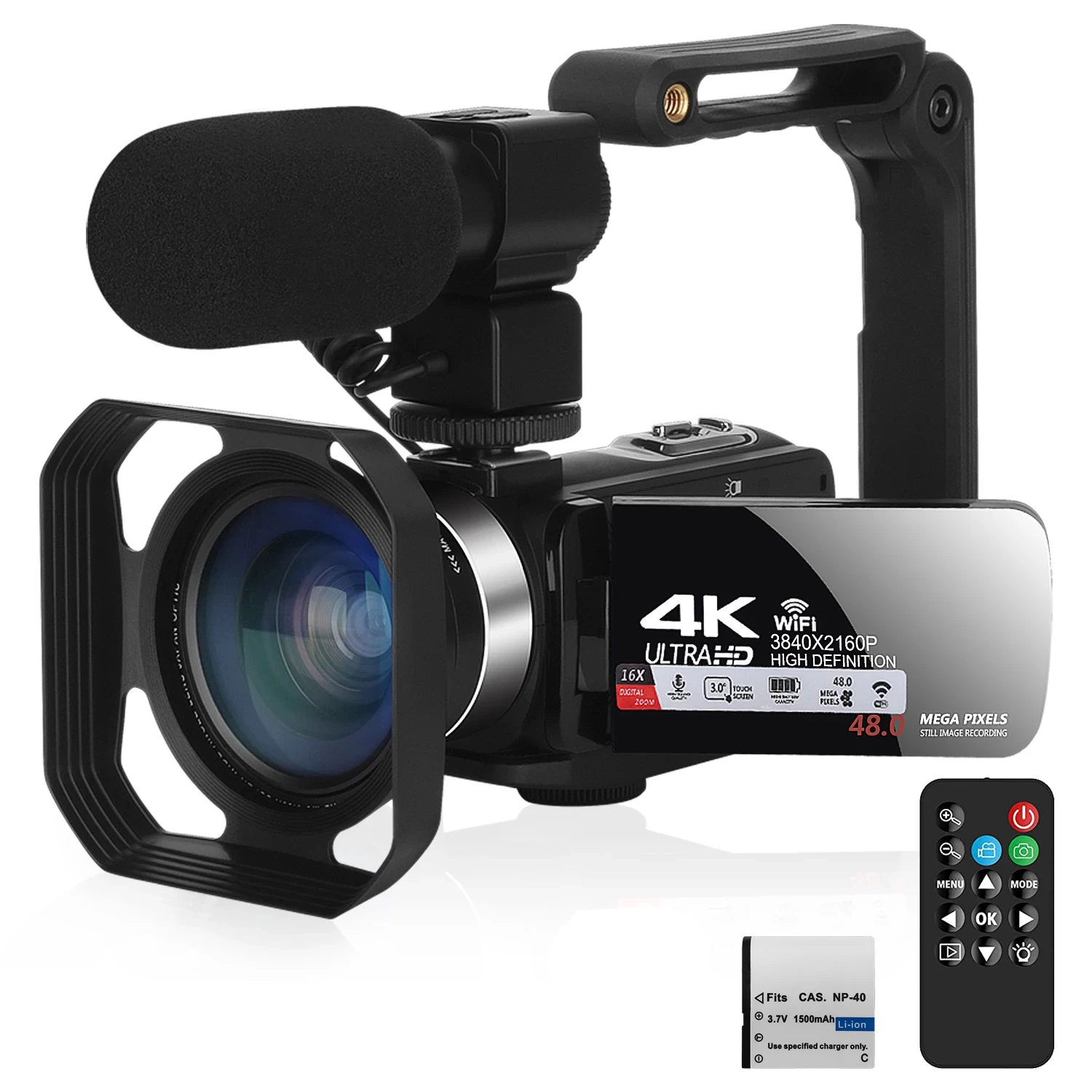 

2021 New Video Camera 4K Camcorder Vlogging for YouTube Streaming with WiFi Webcam GVOLO Video Recorder 16X Digital Zoom