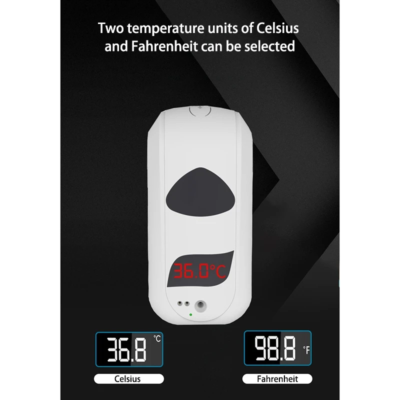 

Wall Mounted Thermometer With Hand Soap Dispenser Automatic Temperature Measurement With Alarm For Office Home School New