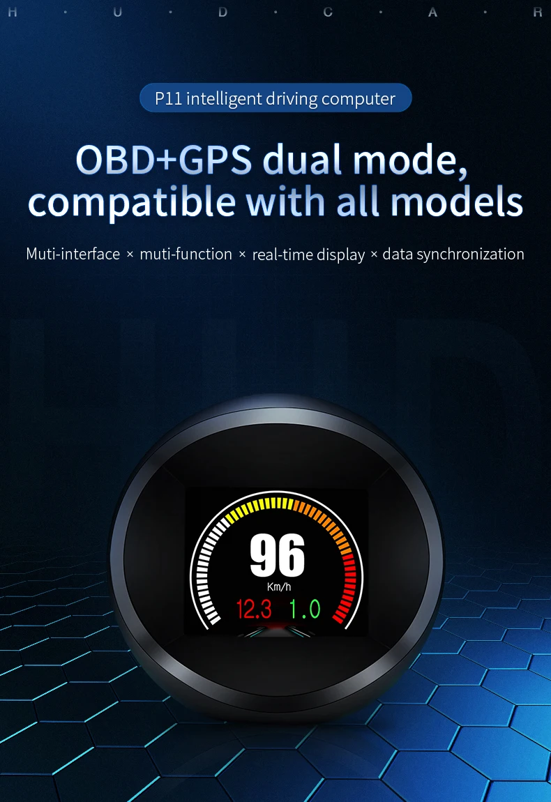 

P11 OBD+GPS Systems Car Universal HUD Head Up Display LED Windscreen Projector OBD Scanner Speed Fuel Warning Alarm Display