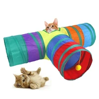 interactive cat tri tunnel collapsible rainbow kitten chute tube with play ball toy peek a boo cat chute cat toy