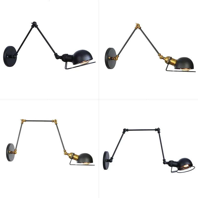 Промышленный светодиодный настенный светильник Swing Arm черная регулируемая
