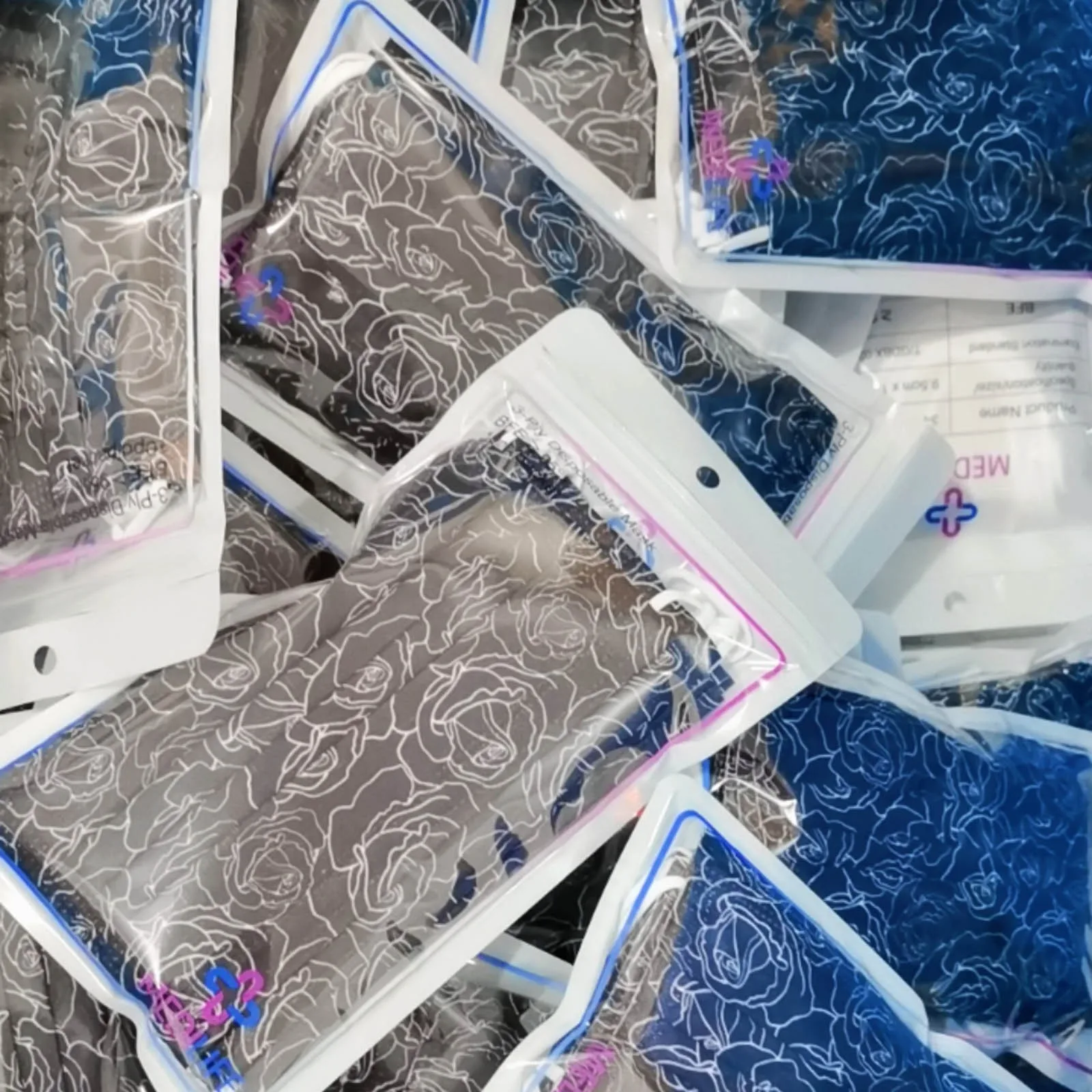 50 шт. одноразовая маска для лица с цветочным принтом дышащая 3 слоя слоев фильтр