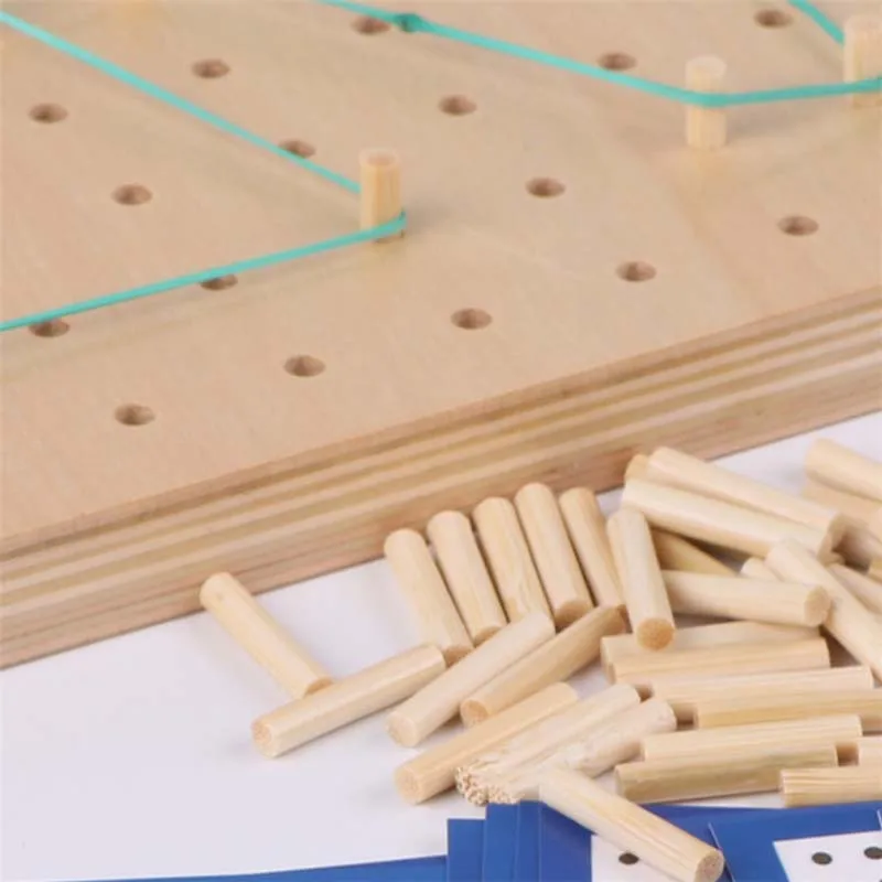 

Creative Montessori Graphics Rubber Tie Nail Boards with Cards Childhood Educational Preschool Kids Puzzle Jigsaw Baby Toy