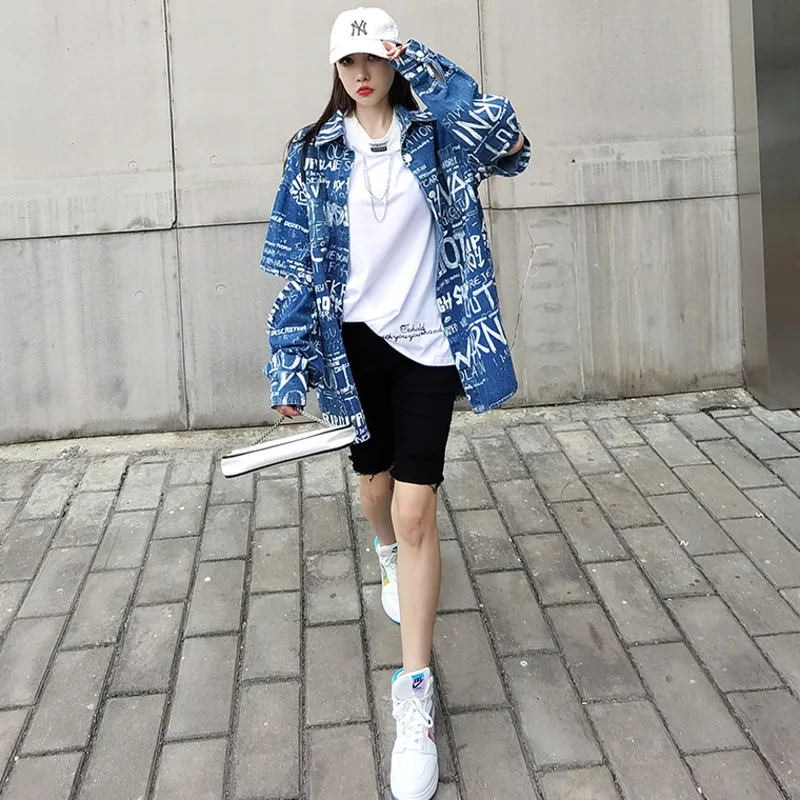 

DEAT Women Black Printing Blouse New Turn-down Collar Pockets Removable Long Sleeve Loose Shirt Fashion Tide Summer 2021 7E7761