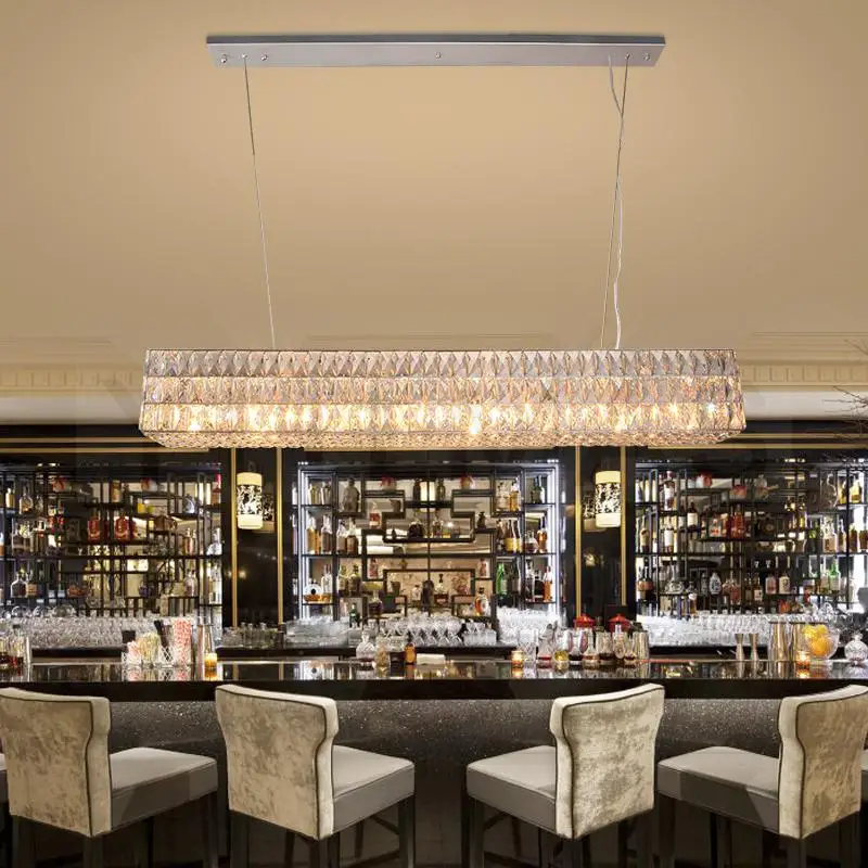 Прямоугольная Современная хрустальная Подвесная лампа Уникальные кухонные