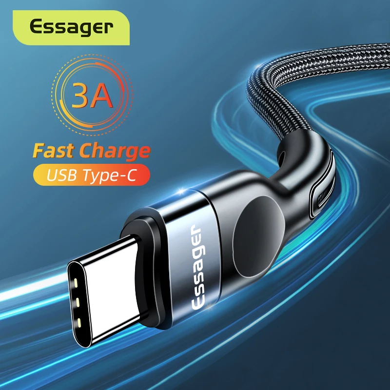 

Essager USB Type C Cable For Samsung Xiaomi mi 3A Fast Charging USB-C Cable Mobile Phone Charger USBC Type-C Data Wire Cord 2m