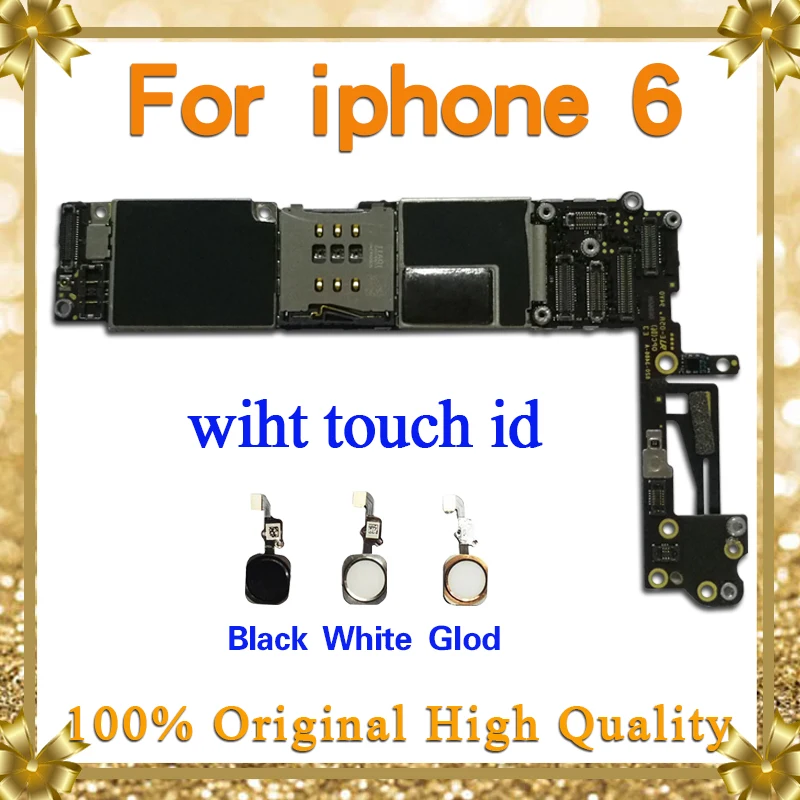 100% оригинальная разблокированная материнская плата для iphone 6 с сенсорным ID/без