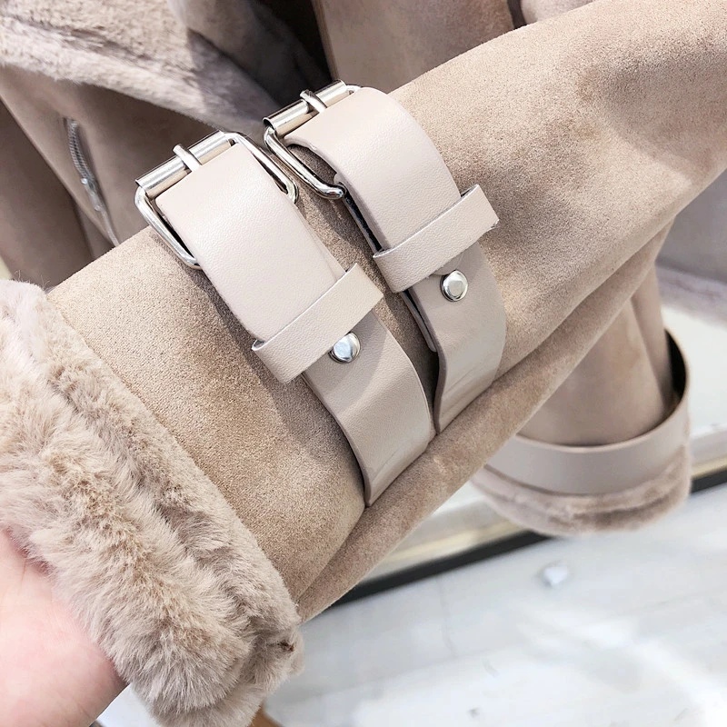 Модная зимняя женская замшевая куртка Корейская Толстая теплая искусственная