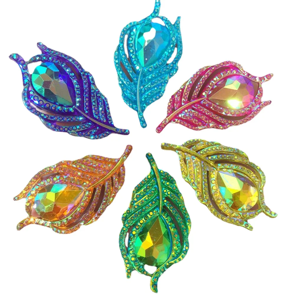 30 шт. AB полимерные 3D Перья павлина с плоской задней поверхностью Стразы Скрапбукинг DIY Свадебные пуговицы для одежды Аппликации SW19