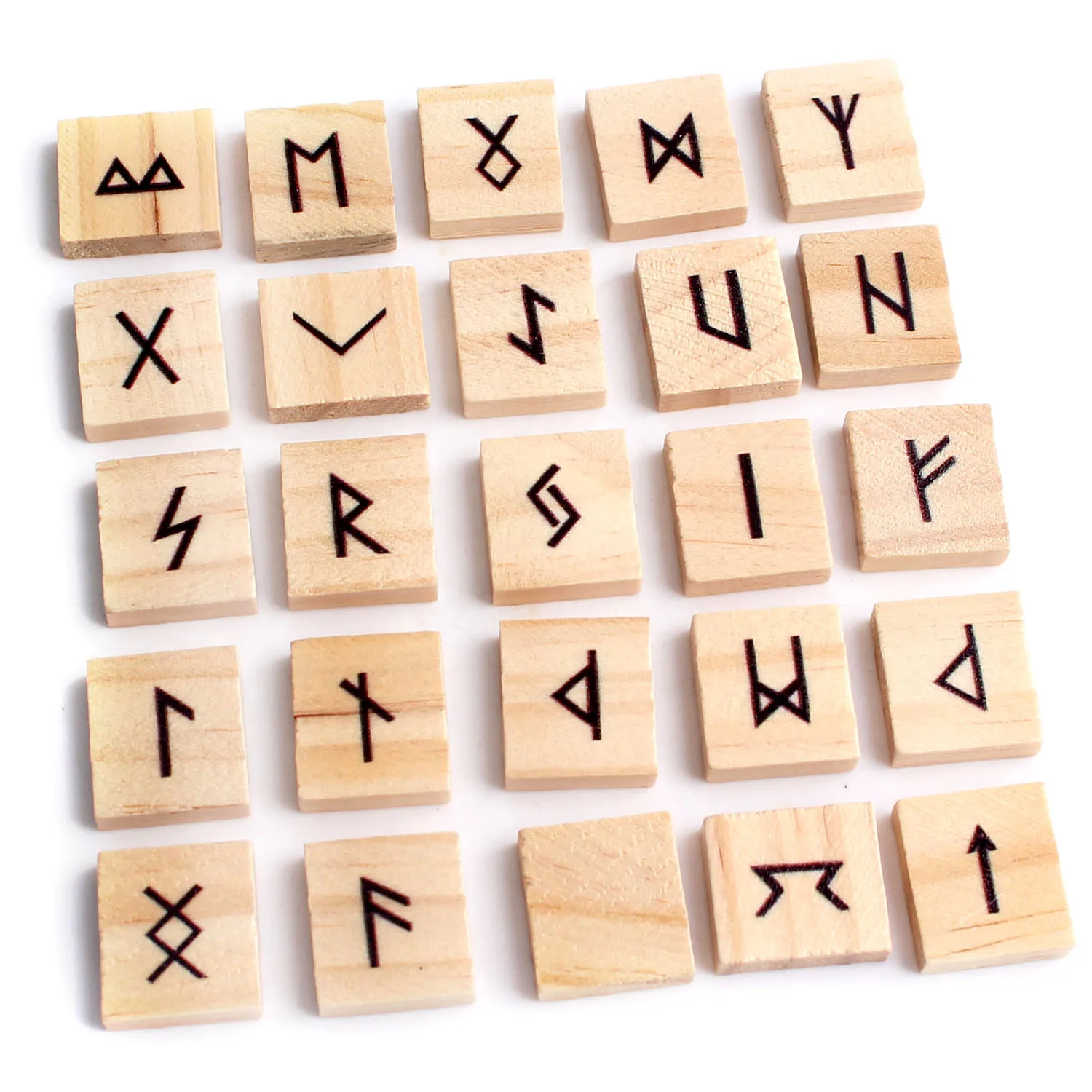 

25Pcs Natural Mini Square Wood Rune Cube Runes Divination Fortune-telling Reiki Healing Meditation Gift Decor