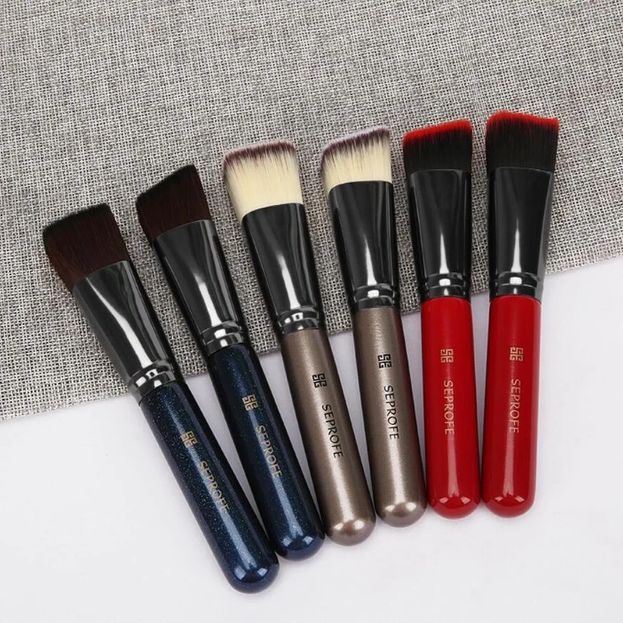 

1pc Professional Foundation Makeup Brushes Tilt Flat head metal wood Paint handle Concealer make up tools brochas maquillaje set