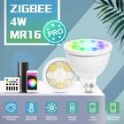 Умный светильник Zigbee 3,0, 4 Вт, 12 В, MR16 LED CCT 2000-6500K, лампа с дистанционным голосовым управлением, работает с Alexa Google RGB, диммер Android IOS