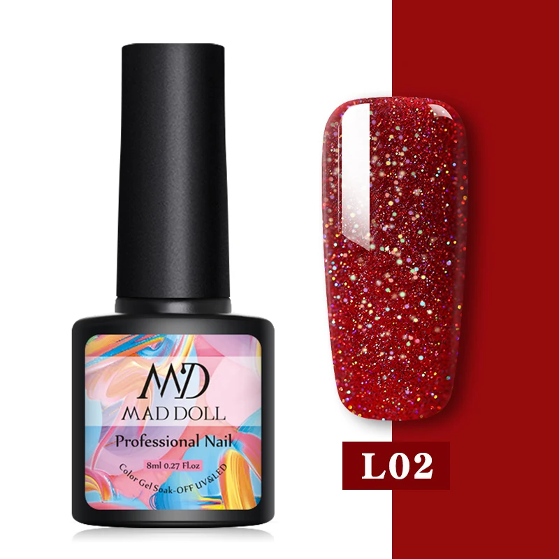 L02 MD MAD DOLL Магнитный Гель-лак голографический лак для ногтей кошачий глаз УФ Гель-лак Блестящий Гель-лак дизайн ногтей DIY маникюр - Цвет: L02