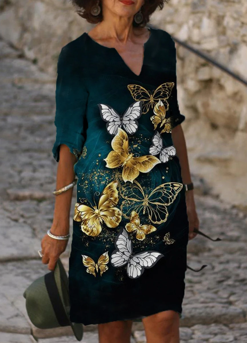 

Fashion temperament dress women loose dress all-match print woman dress
