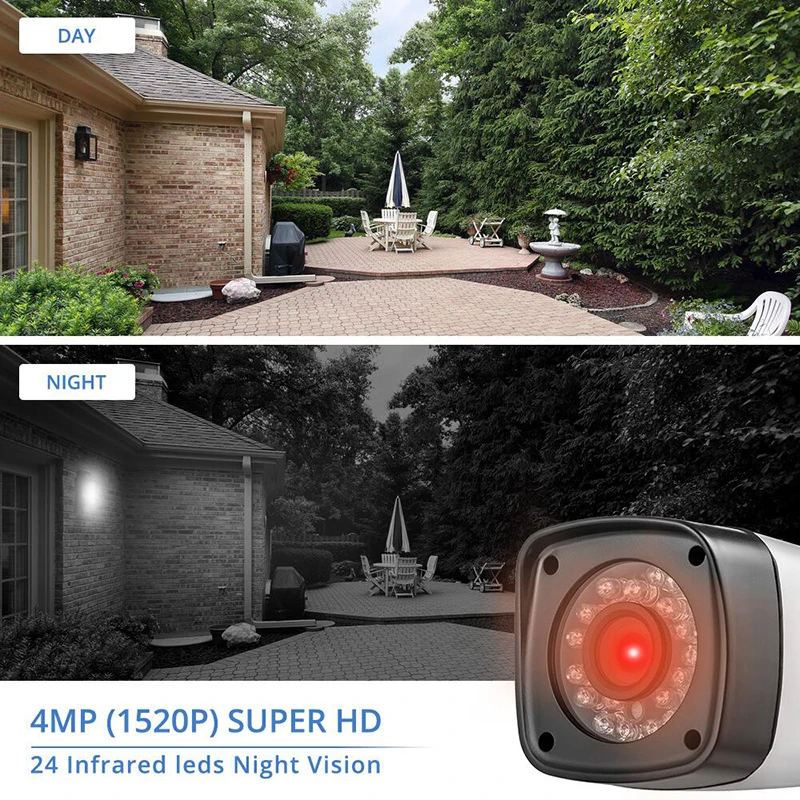 FUERS 4CH DVR комплект камер видеонаблюдения Система безопасности 1520P IR-CUT Открытый