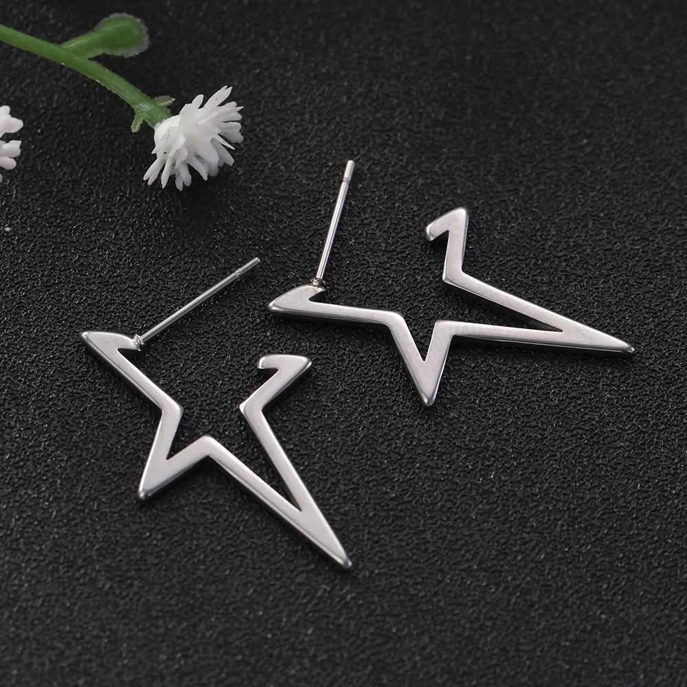 Teamer Star Stud Earrings for Women Stainless Steel Studs Korean Fashion Jewelry Aretes 2019 Ear Accessories Gifts | Украшения и