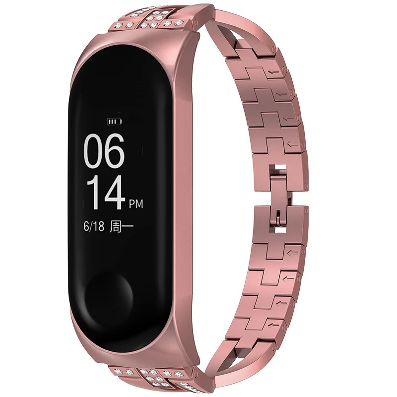 Алмазный браслет для Xiao mi Band 4 или 3 сменный ремешок для Xio mi Xaio mi Xia mi xaomi mi Xaiomy металлический браслет для женщин