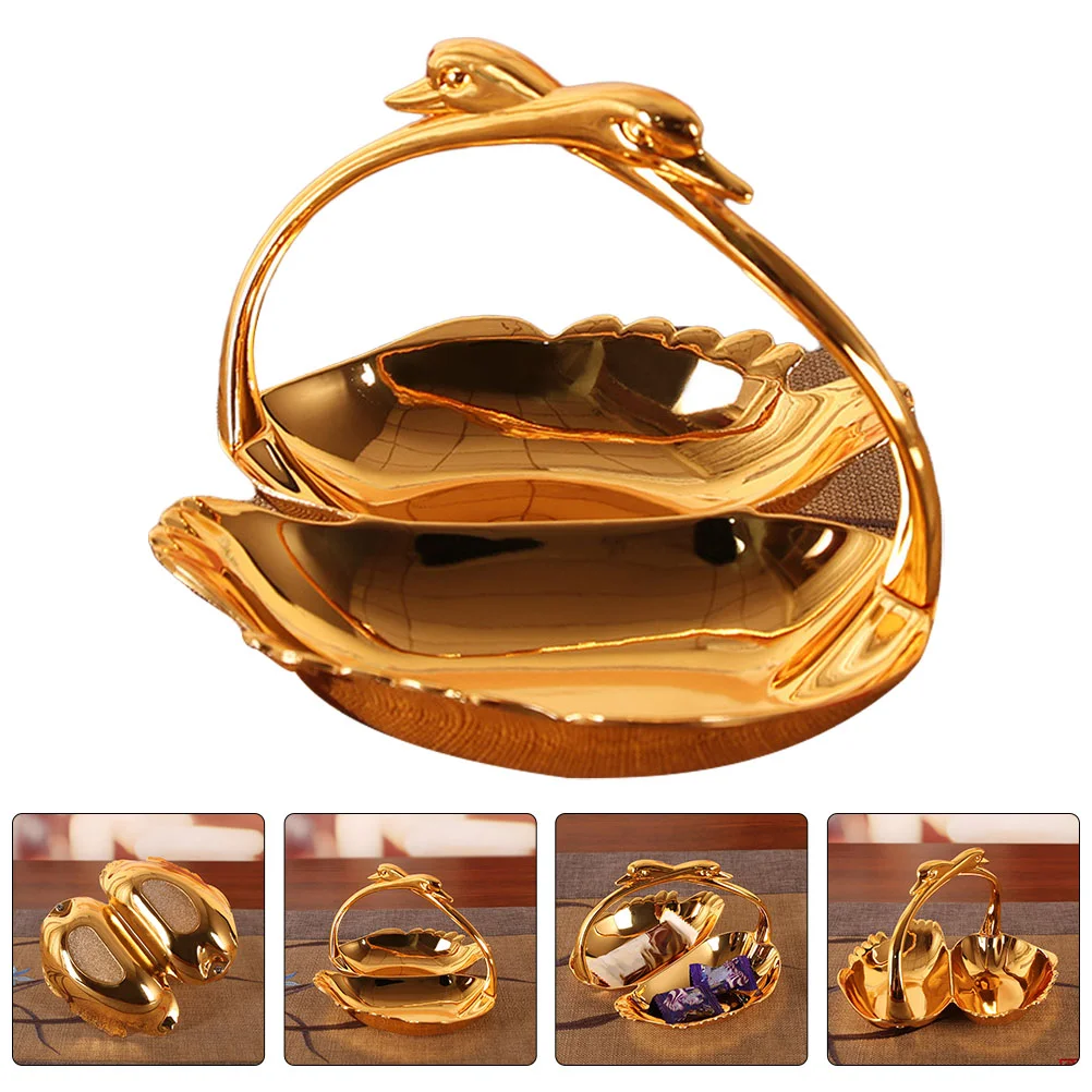 

1 шт. настольная маленькая тарелка для фруктов с двойным лебедем, контейнер для высушенных фруктов, посуда