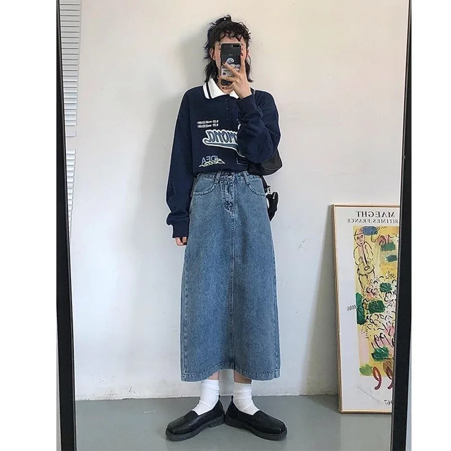 

Loose Long Sleeve Polo Neck Sweatshirt Women Letter Print Top Female Clothes Harajuku Style Korean Fashion Otoo 2021