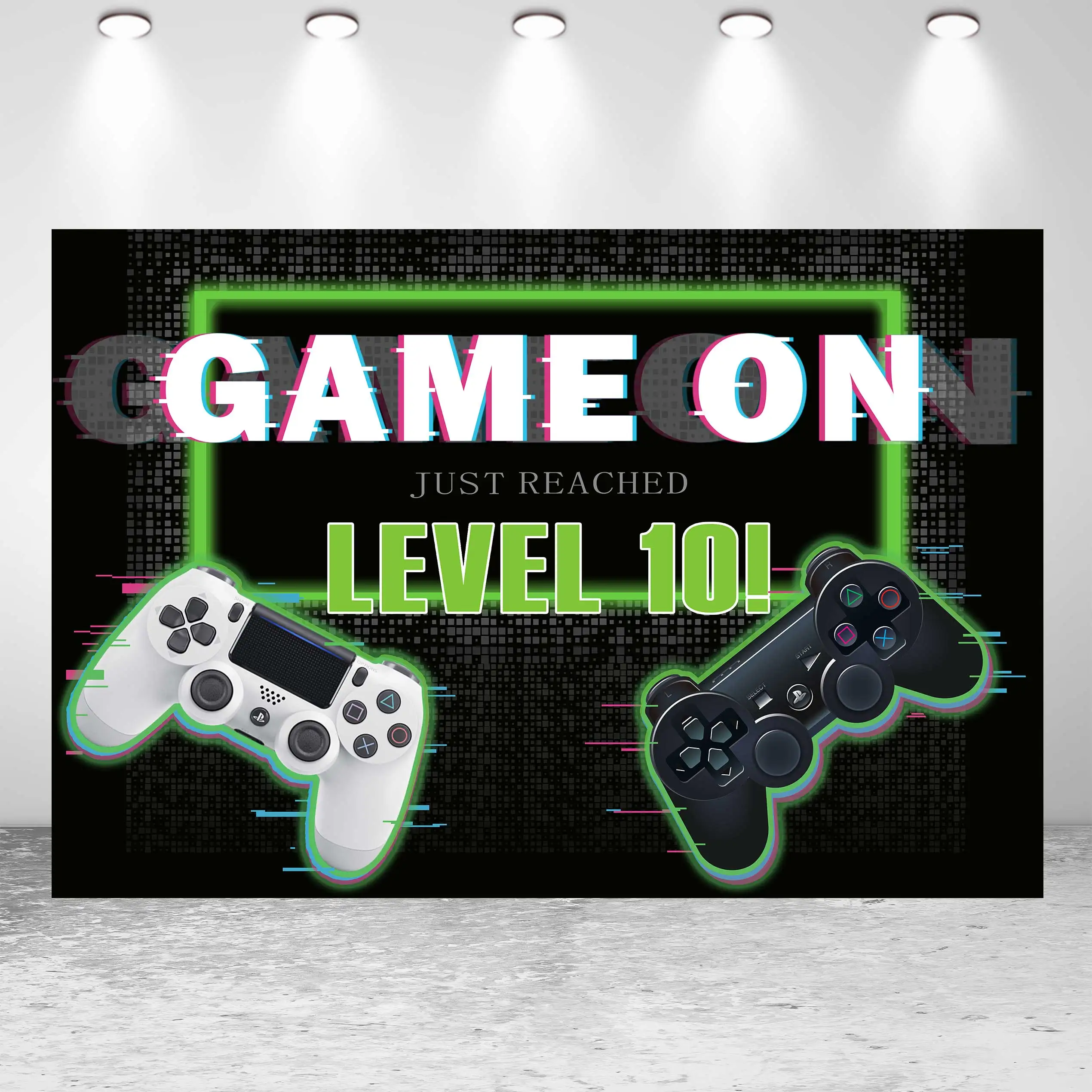 

Черно-белый мультяшный игровой геймпад NeoBack на день рождения, контроллер уровня вверх, баннер для вечерние, фон для фотосъемки