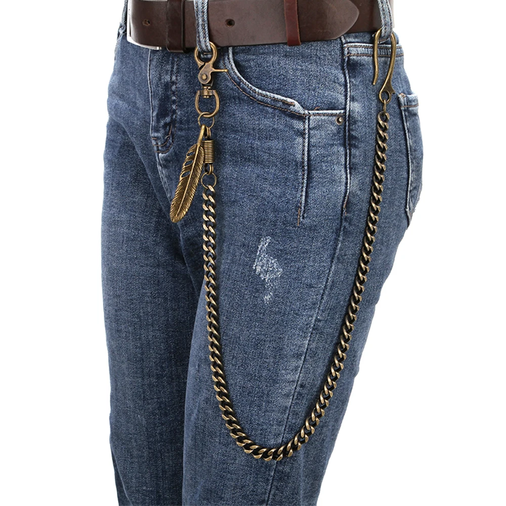 Мужской кошелек в стиле панк-рок с цепочкой виде бронзы металлическими цепочками