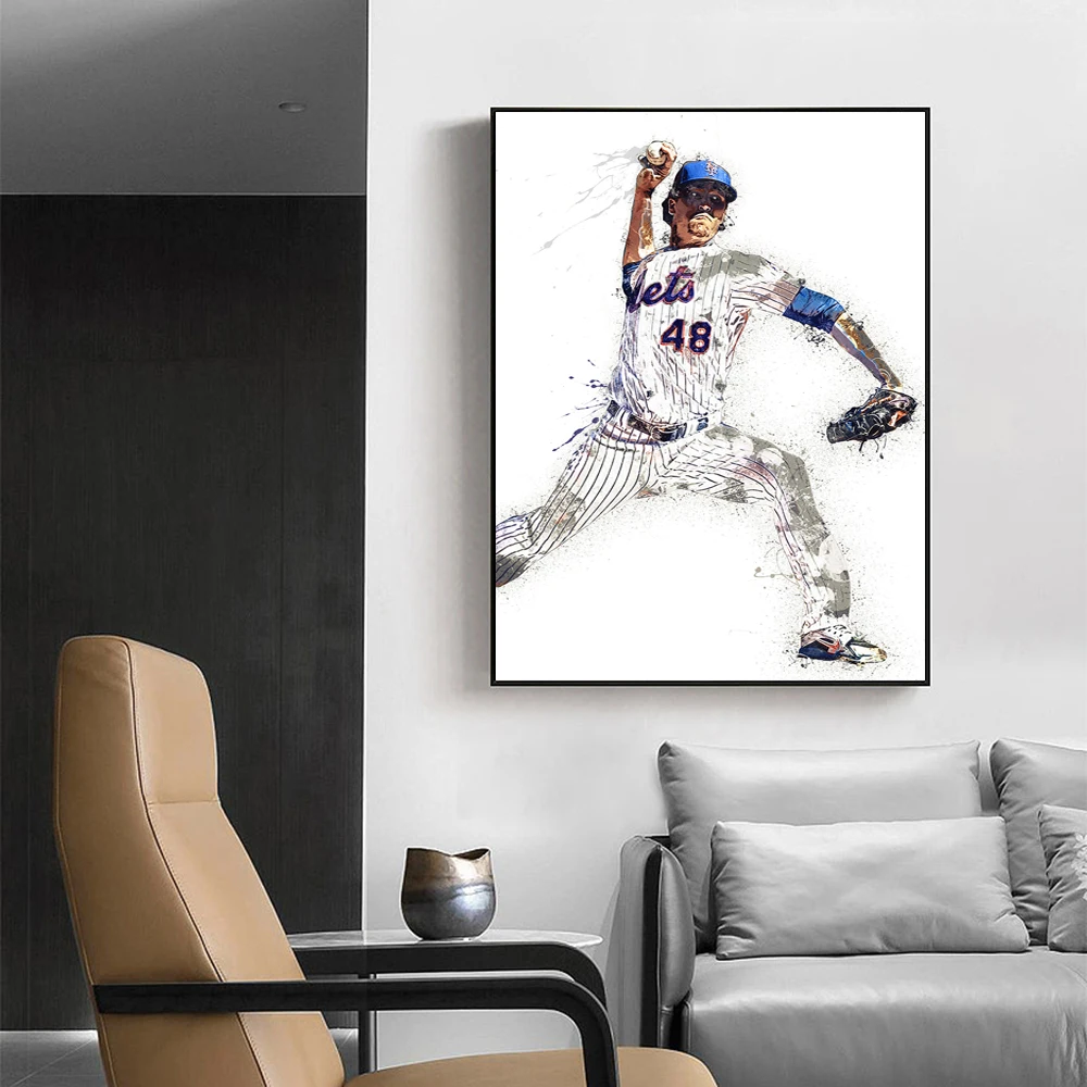 

Jacob deGrom Poster Wall Art Canvas Print on the Wall Famous Baseball Player Decorative Painting for Living Room Home Decoration