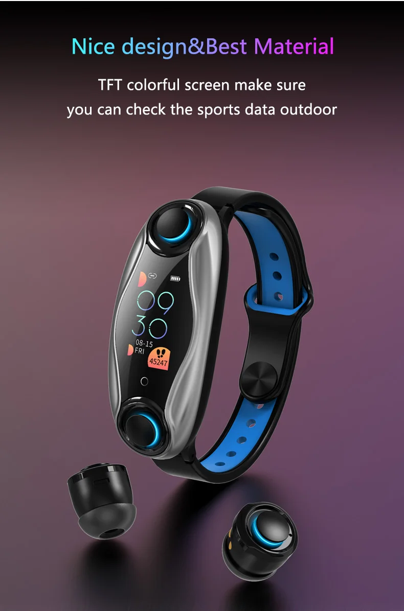 Умные часы LEMFO LT04 с беспроводными наушниками, Bluetooth 5,0, кровяное давление, частота сердечных сокращений IP67, водонепроницаемые Смарт-часы