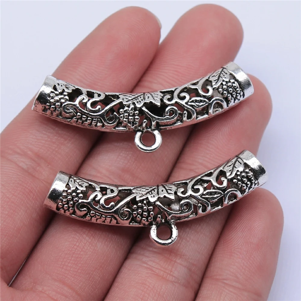 

4pcs 47x22mm Antique Silver Plated Hollow Hair Braid Dreadlock For Jewelry Making DIY Jewelry Findings