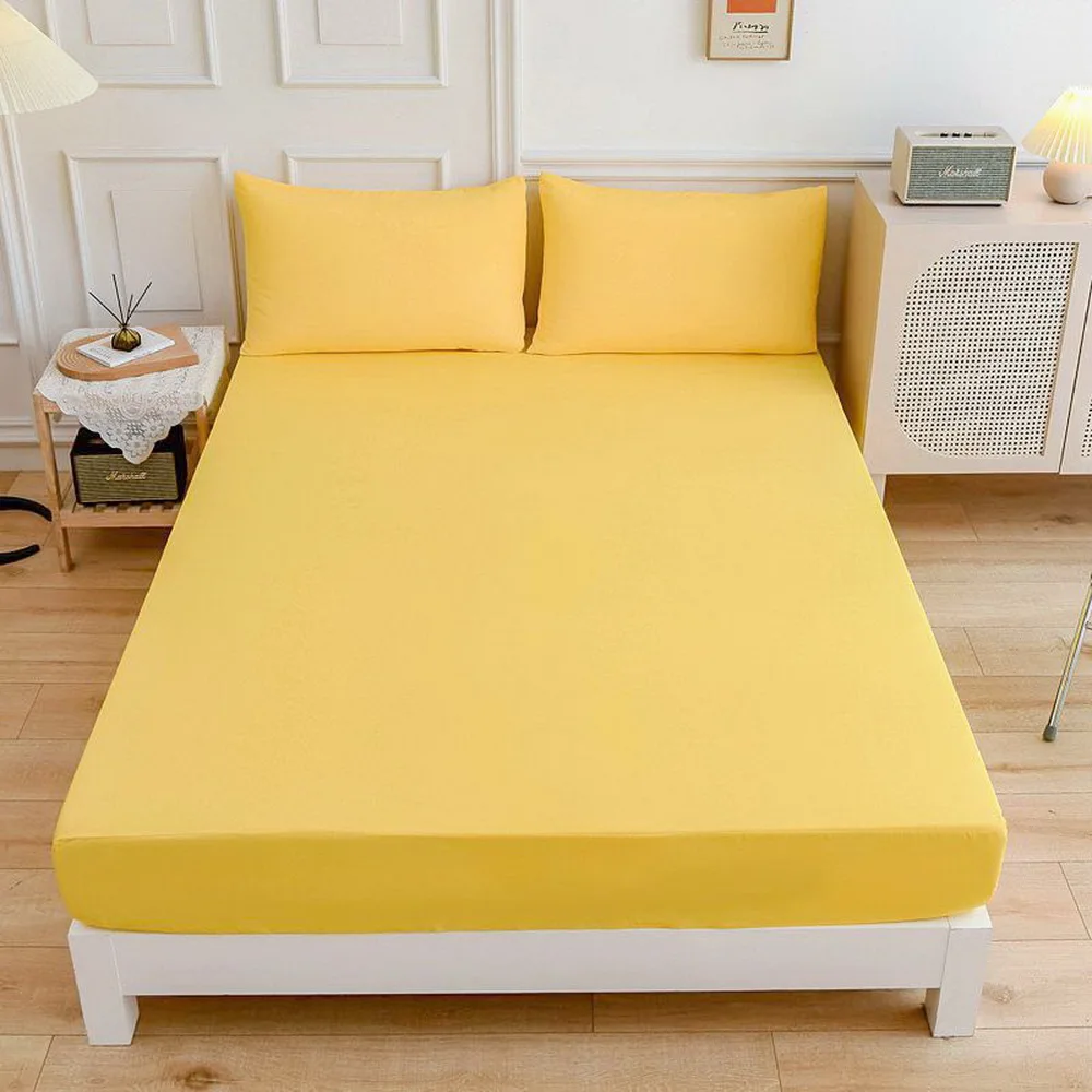 

Modern Style Pure White100% Polyester Solid Fitted Sheet Mattress Cover With Elastic Band Bed Sheet