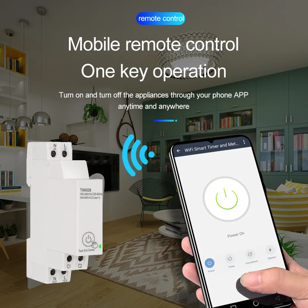 

Timing Switch TM608 WiFi APP Home Smart Multifunctional Power Timer Single-phase Energy Meter Remote Control Staircase Timer