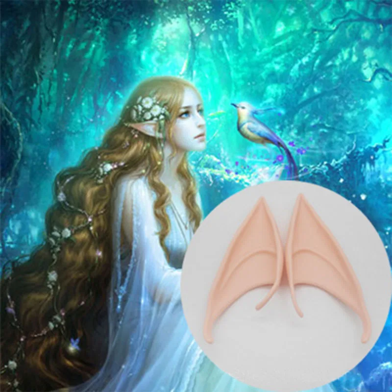 1 пара праздника Хэллоуин вечерние мягкого латекса фея с острым носком принт