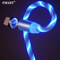 magnetic charging cable micro usb type c led flow luminous lighting phone data cable magnet charger for iphone xiaomi usb kable