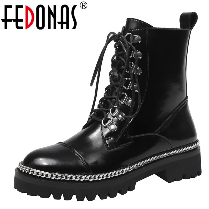 FEDONAS/высококачественные мотоциклетные ботинки из лакированной коровьей кожи на