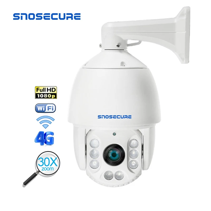 SNOSECURE HD1080P PTZ 4G 3G SIM карта наружная скоростная купольная камера 30x Zoom 300M
