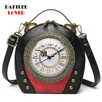 real clock movement women handbags leather patchwork embroidery crossbody bag for ladies girls shoulder bags messenger handmade
