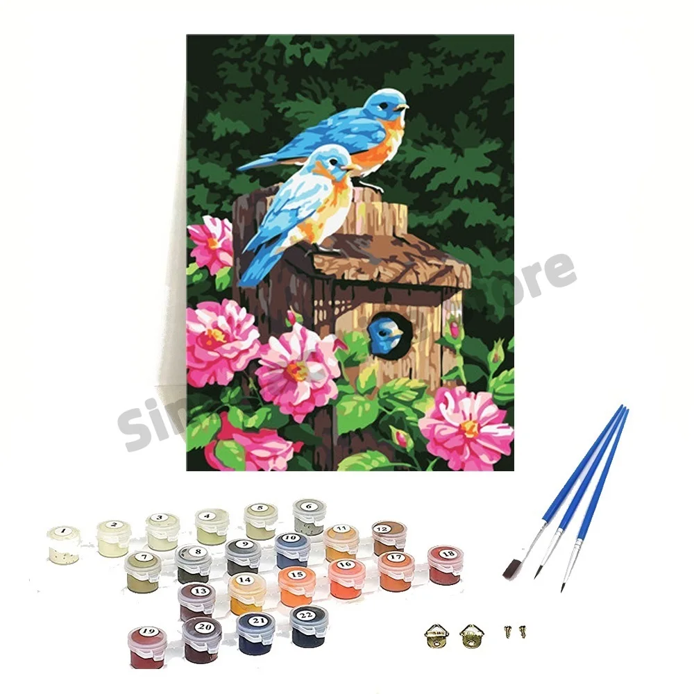 

Animal DIY Birds Sparrow Large Painting Paint By Number Without Frame On Wall
