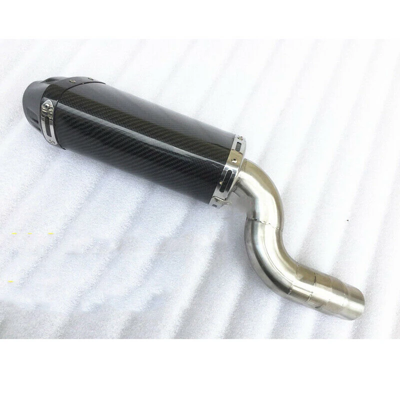 Slip On For Kawasaki Ninja ZX6R ZX636 2004-2008 Motorcycle Exhaust Pipe Mid Link Tube Carbon Fiber Muffler Tip Under Seat | Автомобили и