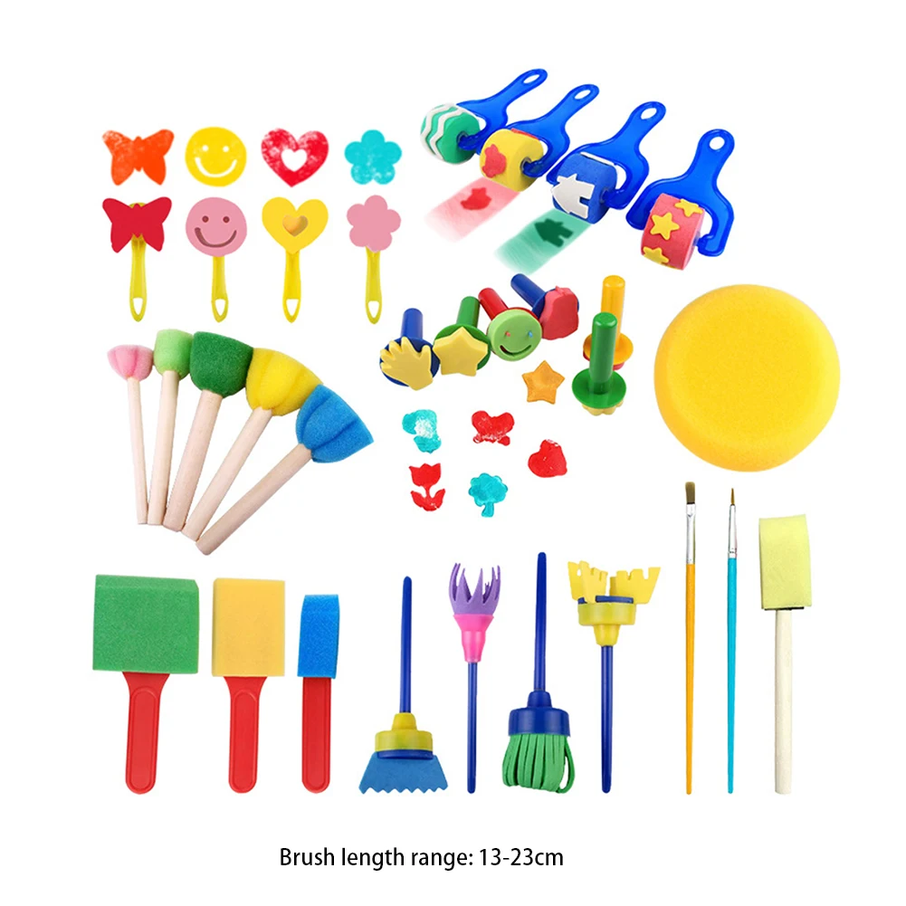 30pcs Sponge Painting Brushes Kit Mini DIY Kits Early Learning Kids Paint Set Roller Brush Child Apron Play Gift | Игрушки и хобби