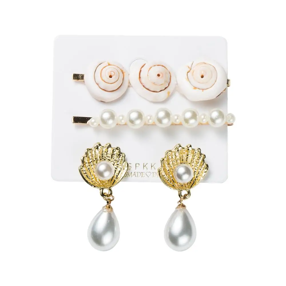 HC богемные серьги для волос в виде морской раковины женщин и девочек комплект