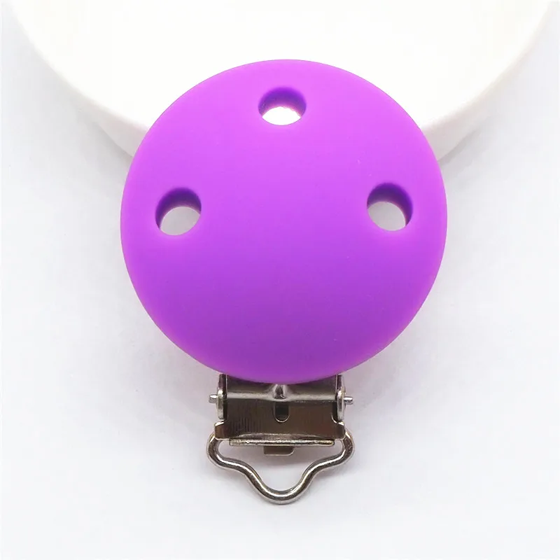 Purple Chenkai 1 шт. Силиконовая Круглая Прорезыватель для зубов DIY Детская соска для купания пустышка для младенца Ювелирная игрушка Аксессуар Держатель Зажимы подарок - Цвет: Purple