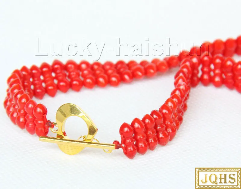 

NEW Choker 16" 4.5X11.5mm red coral necklace j9767