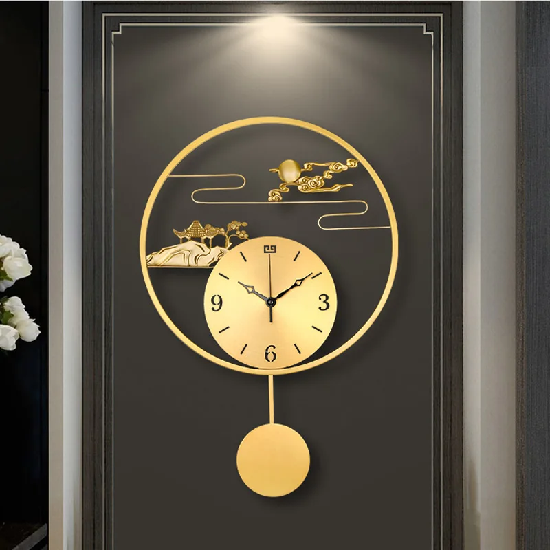 

Pure Copper Wall Clock Modern Design Living Room Decoration Creative Silent Net Pendulum Farmhouse Decor Kitchen Vintage Clocks