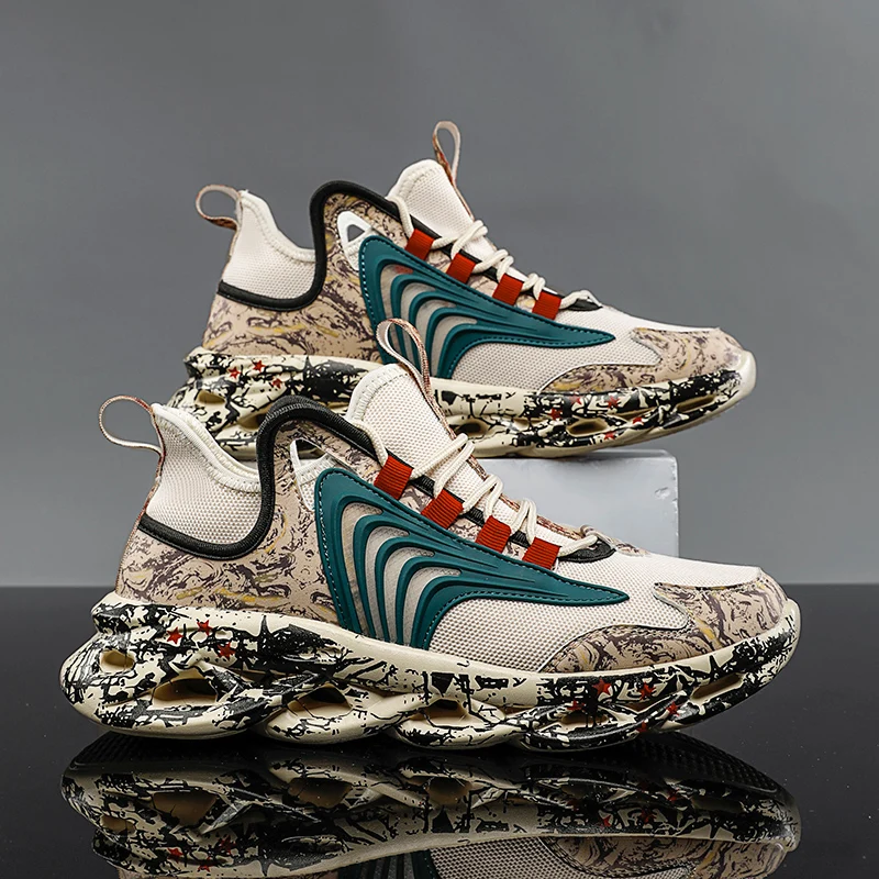 

Fashion Classic Men Sneakers Spring Breathable Running Shoes for Men Graffiti Sport Shoes High-top Mesh Walking Jogging Shoes